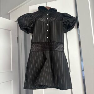 Source Unknown Elegant Black Pinstripe Kids Dress